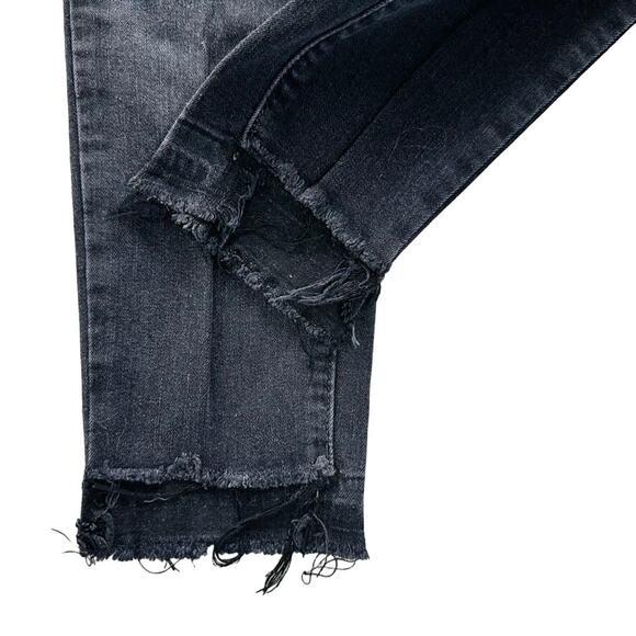 Paige Hoxton Ankle Black Destructed Un-Done Pants Size 25 5 Pocket Mid-Rise - Picture 7 of 8